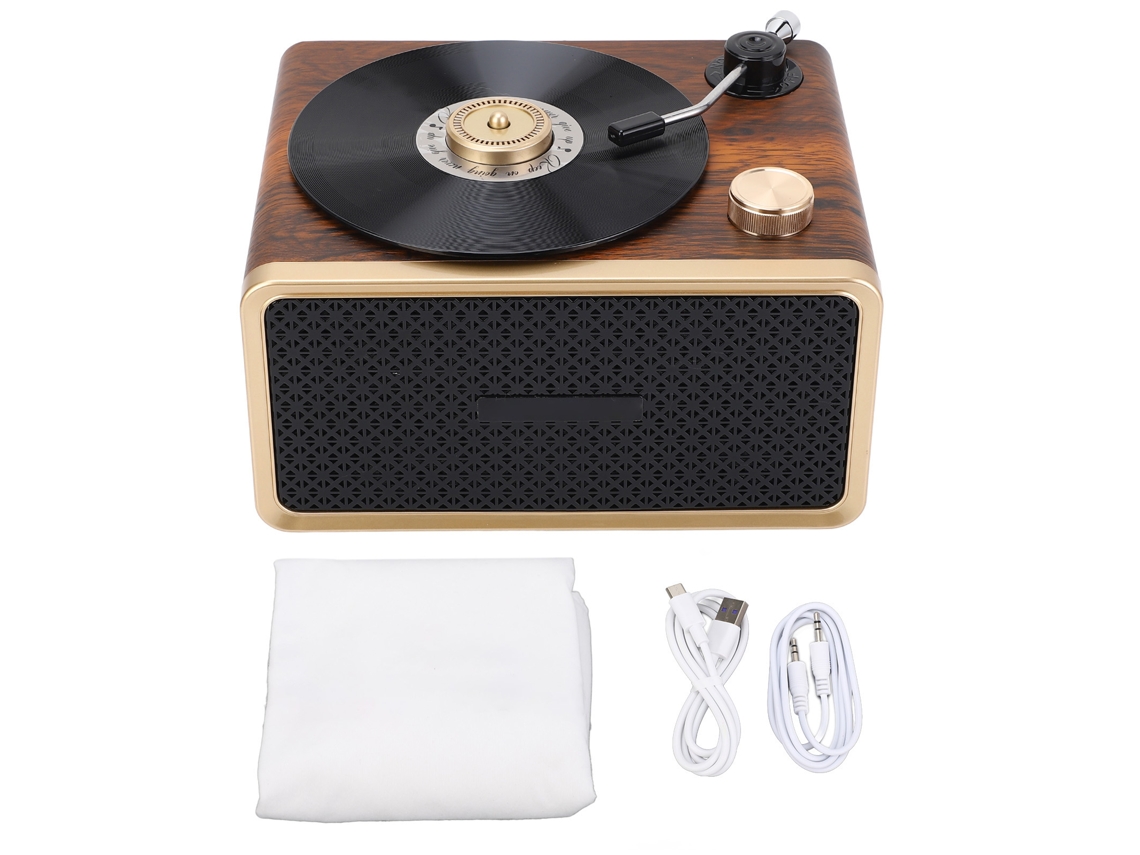 Caixa de Som Bluetooth Retrô Áudio para Casa de Madeira, Aparência Semelhante a Vinil EOOCOO (qualidade de Som Hifi, Grave Super Pesado)