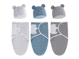 Saco Swaddle Bebê 3 Peças EIFSON Algodão com Capuz 0 3 Meses (01)