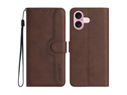 Capa Em Couro Pu Para Apple Iphone 16 - Café