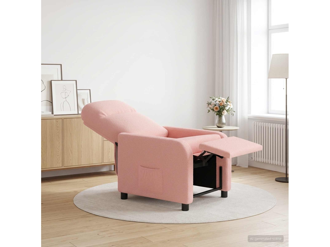 Vidaxl Reclinável Rosa Bouclé
