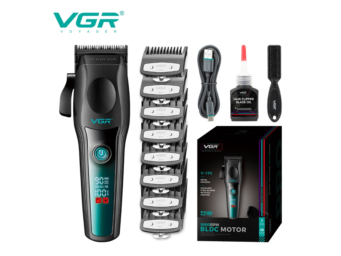 (verde) Máquina De Cortar Cabelo Elétrica De Metal Com Motor Sem Escova De Alta Velocidade E Visor Digital