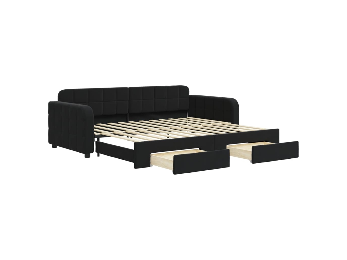 Daybed With Trundle, Daybeds With Trundles Vidaxl Preto Veludo (90 X 200 Cm)