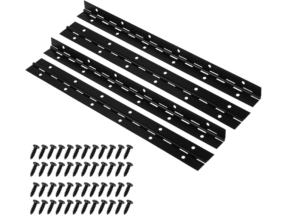 Dobradiça De Piano Em Aço Inoxidável Preto Com Furos E Parafusos, Dobradiça Contínua Resistente Para Móveis