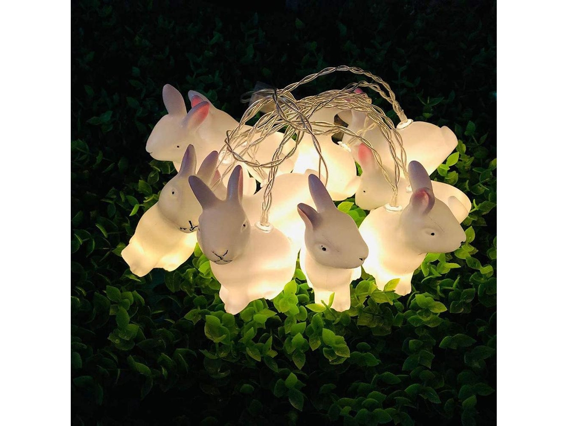 Luz de Cadeia Coelho Páscoa 1,5m 10 Led Decorativa Natal Aniversário Festa Branco