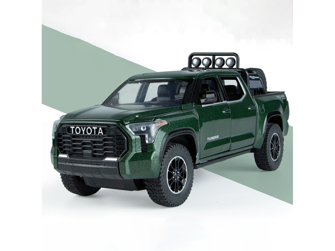(verde) Miniatura De Carro Toyota Tundra Em Escala 1:24, Feita De Metal Fundido, Com 6 Portas Que Abrem.