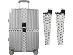 Conjunto De 2 Cintas Bagagem Com Estampa Laço Em Aquarela Azul, Ideais Para Malas De Viagem, Acessórios Para Bagagem