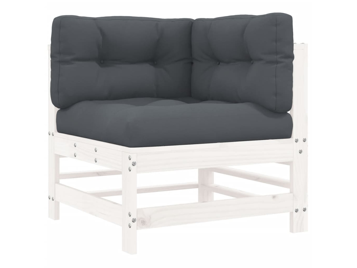 Maison Exclusive - Sofá De Canto Com Almofadões Pinho Maciço Branco