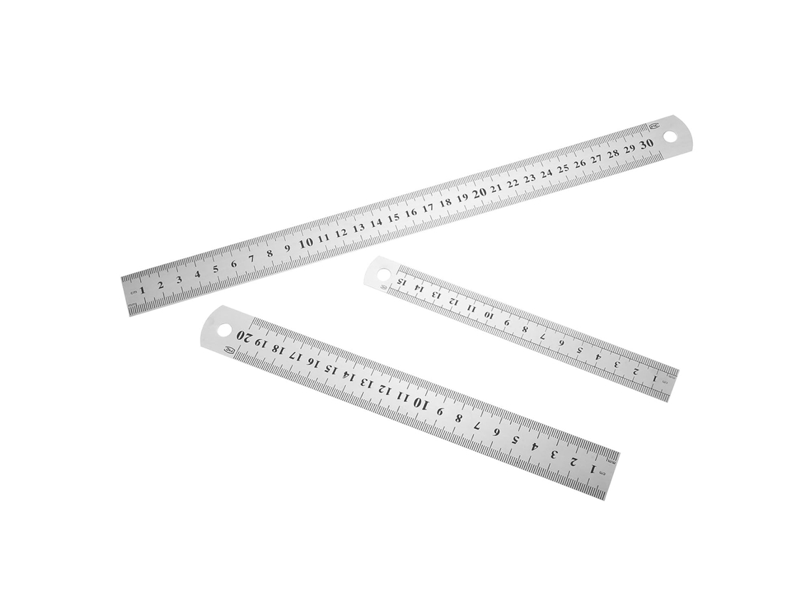Conjunto De 3 Réguas Aço Dupla Face Para Desenho, Ideais Para Uso Escolar, Duráveis E Leves, Com Funções Múltiplas Para