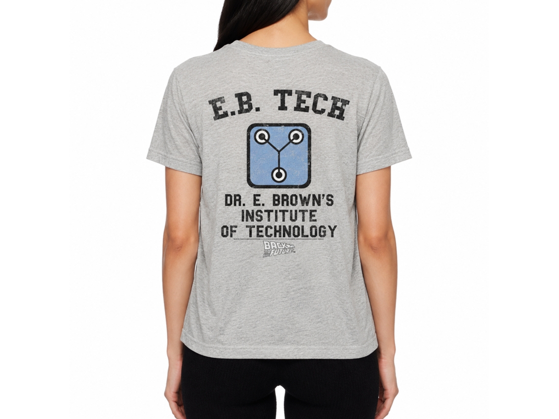 Rockinstone Back To The Future Movie Eb Tech Heather Gray Adult T-shirt Size:xl