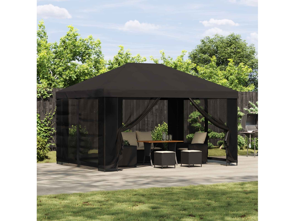 Vidaxl Gazebo De Jardim Com Laterais 4 × 3 M Antracite Poliéster E Aço