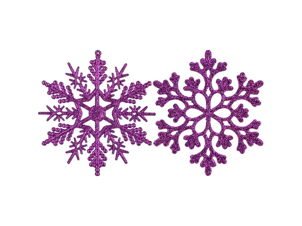 Enfeites De Natal Floco De Neve Com Glitter Plástico 4 Polegadas, Conjunto De 36, Roxo, Para Árvore De Natal