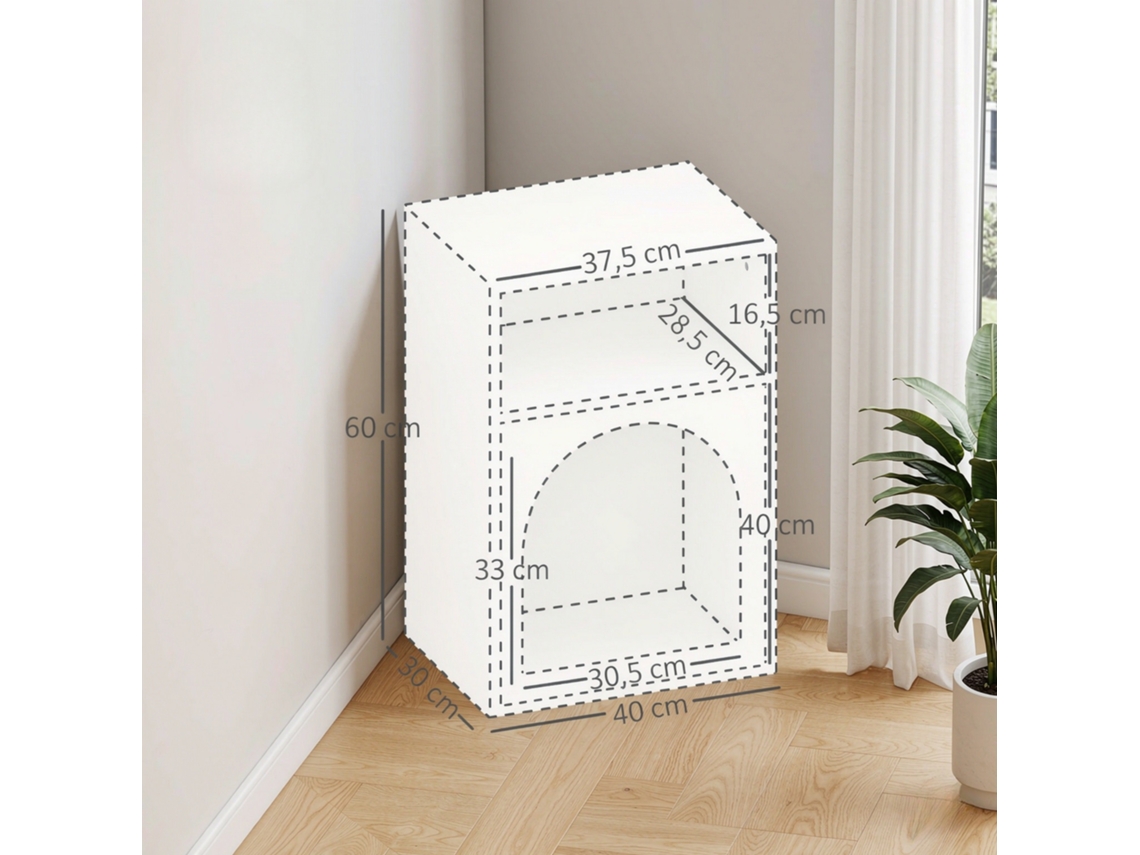 Conjunto De 2 Mesas De Cabeceira Com Compartimentos Abertos E Design Moderno Curvo Para Quarto