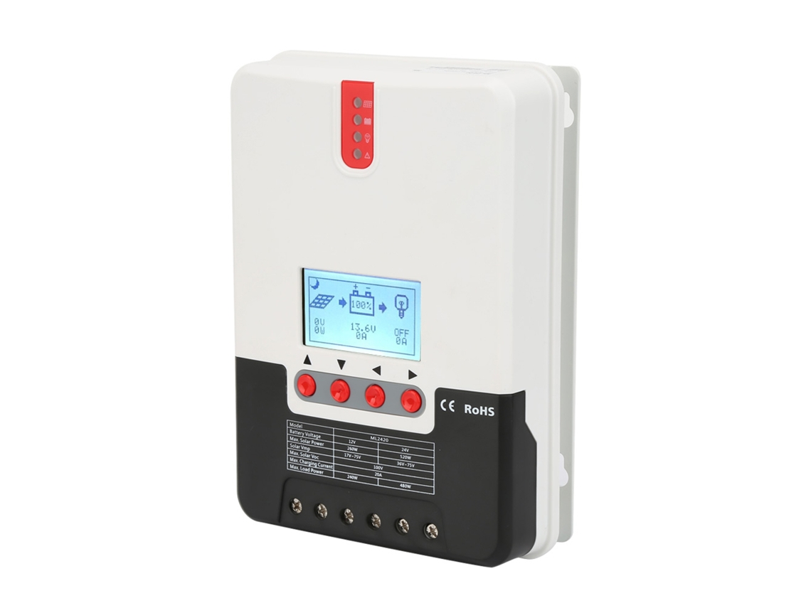 Controlador De Carga Solar Mppt Laxiscreed 12v/24v Com Tela Lcd Para Painéis Solares