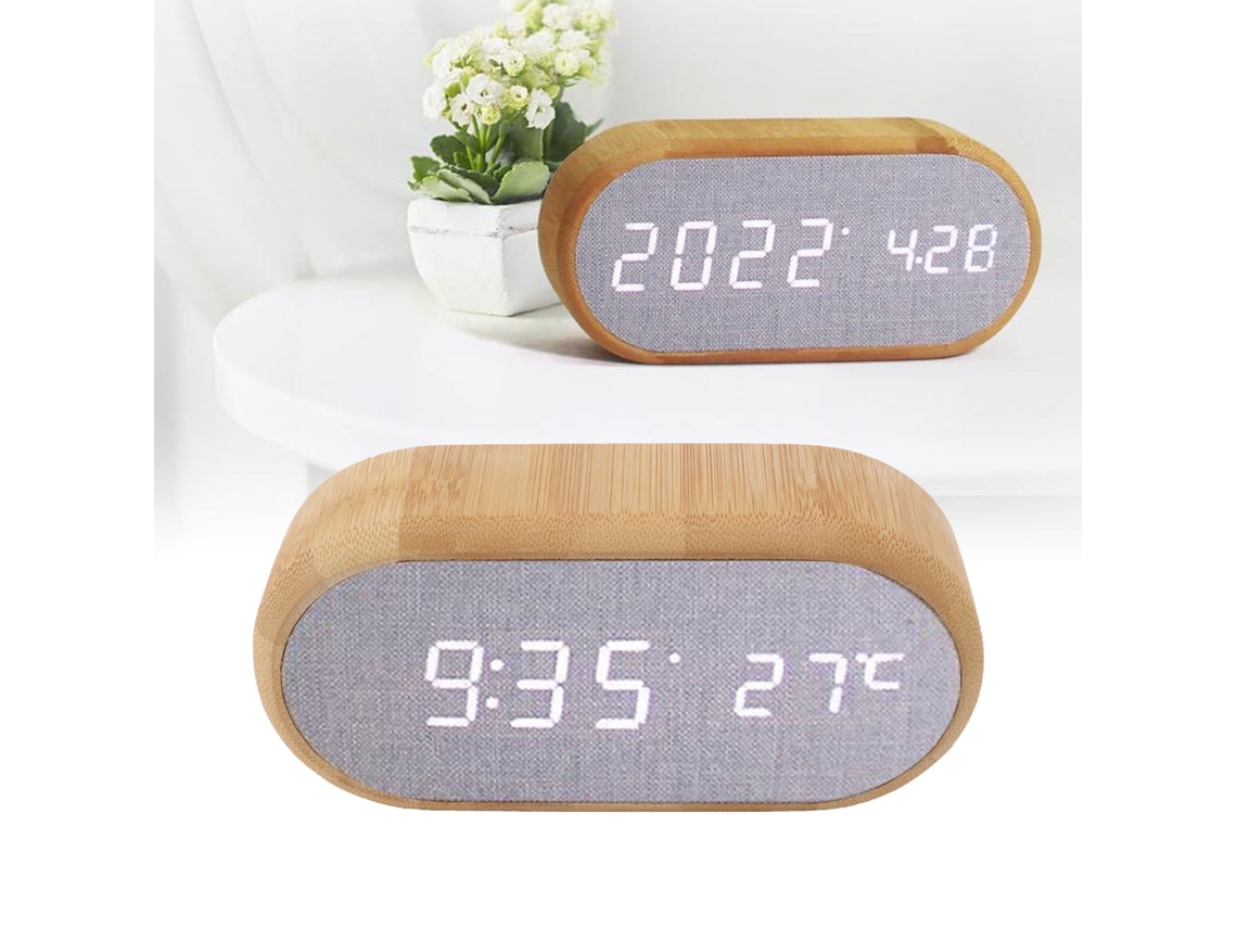 Relógio em Madeira com Controle Por Voz Led Usb Decoração para Casa NEVEANCE