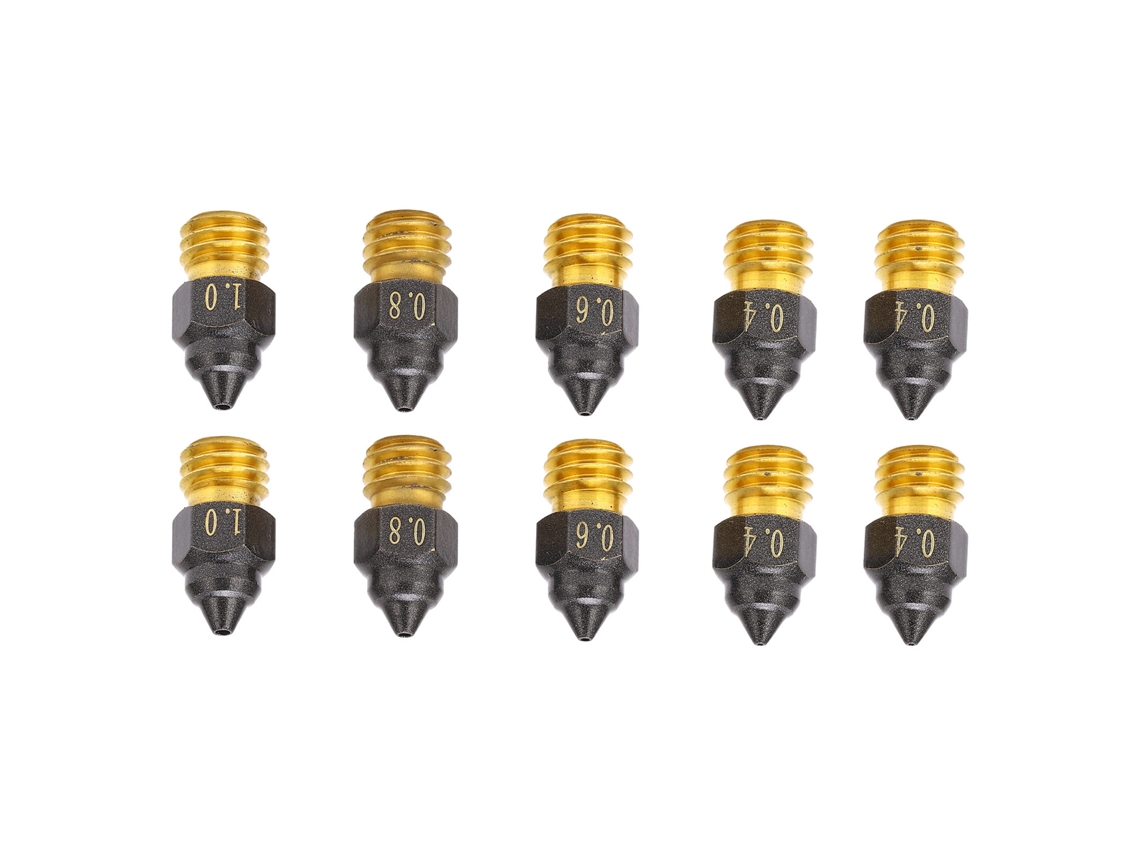 10 Peças De Bicos De Extrusora 3d 0.4/0.6/0.8/1.0mm Rosca M6 Para Hotend Cr-6 Se