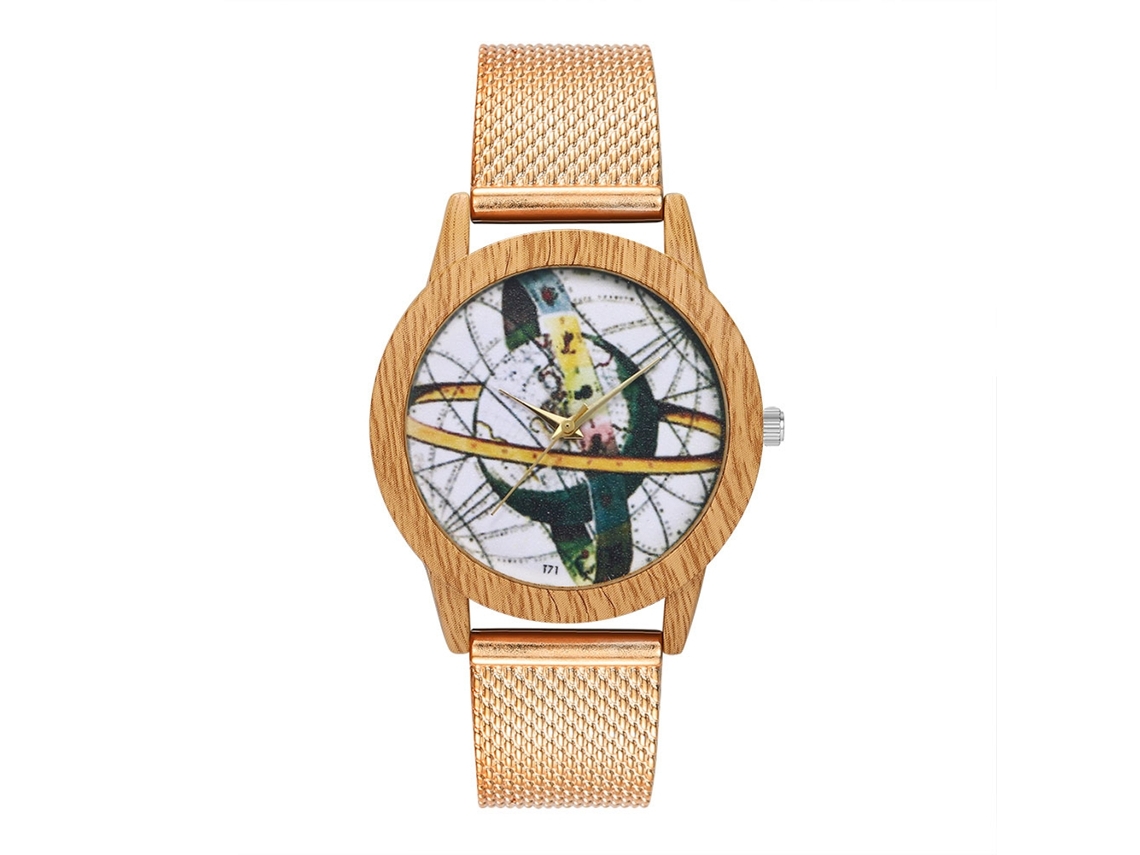 Relógio de quartzo casual para homens e mulheres com pulseira de silicone dourada rosê.