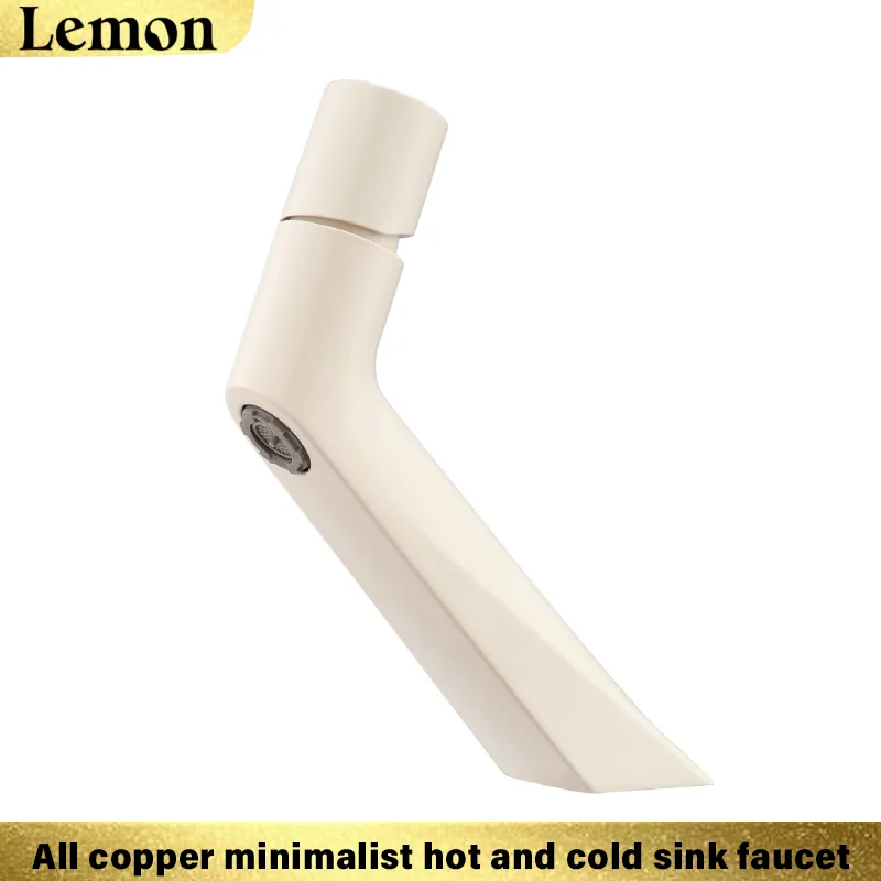 Torneira Minimalista Para Água Quente E Fria (em Aço Inoxidável Branco-creme), Ideal Para Lavatórios E Pias De Banheiro.