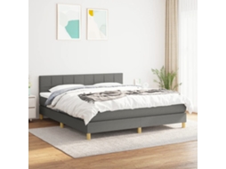Vidaxl Cama Com Molas/colchão 160x200 Cm Tecido Cinzento-escuro