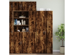 Gabinete de almacenamiento estrecho de madera de roble ahumado
