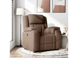 Vidaxl Poltrona De Massagens Reclinável Tecido Castanho