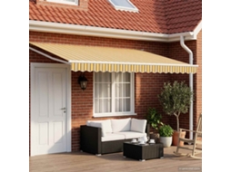Vidaxl Toldo Retrátil Elétrico Amarelo, Cinza E Branco 4,5 × 3 M