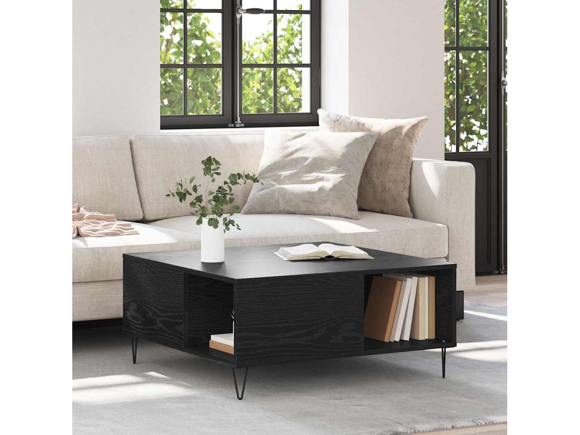 Vidaxl Mesa De Centro Carvalho Preto 80 X 80 X 36,5 Cm