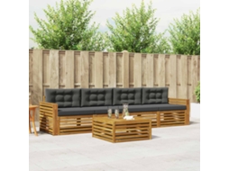 Vidaxl Conjunto De Sofás Para Exterior 5 Unid. Natural E Antracite