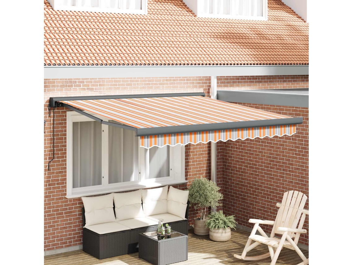 Vidaxl Toldo Retrátil Multicolor 300 X 250 X 165 Cm Tecido E Metal