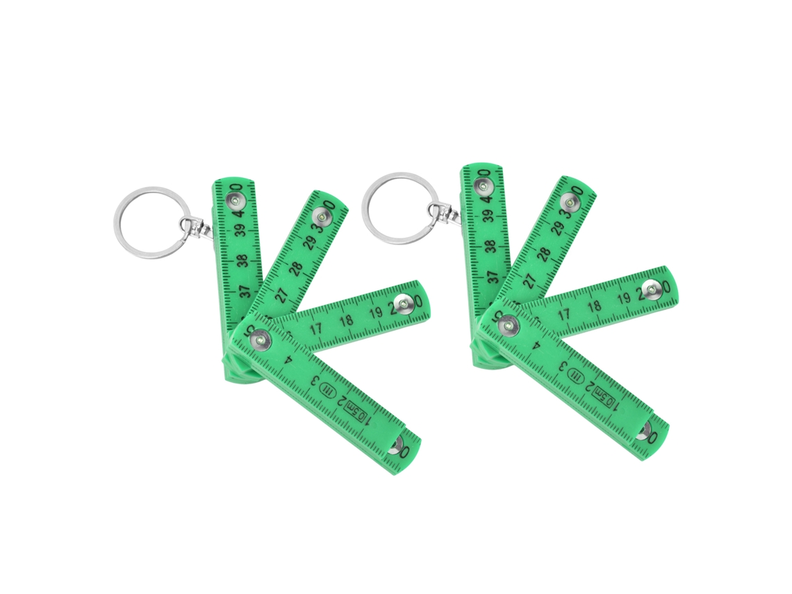 Primerox 2 peças Régua Dobrável ABS 0,5m Portátil com Chaveiro para Carpintaria, Assentamento de Tijolos, Verde