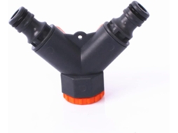 Conector Divisor De Mangueira Jardim Plástico Com 2 Válvulas, Preto.
