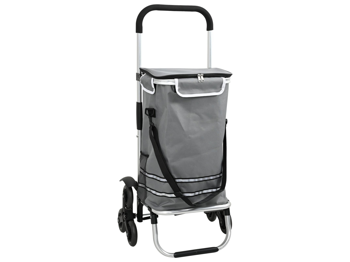 Conjunto 1 Carrinho De Compras Vidaxl Cinzento Alumínio (47 X 39 X 100,5 Cm)
