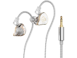 Fones in ear HiFi drivers híbridos 1BA+1DD som estéreo graves isolamento ruído confortável cabo destacável branco JIAPEI