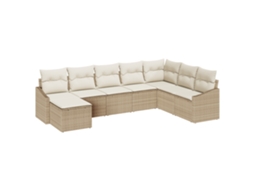 Conjunto 8 Conjunto De Sofá De Jardim Vidaxl Bege Vime Pe (288,5 X 178,5 X 85 Cm)