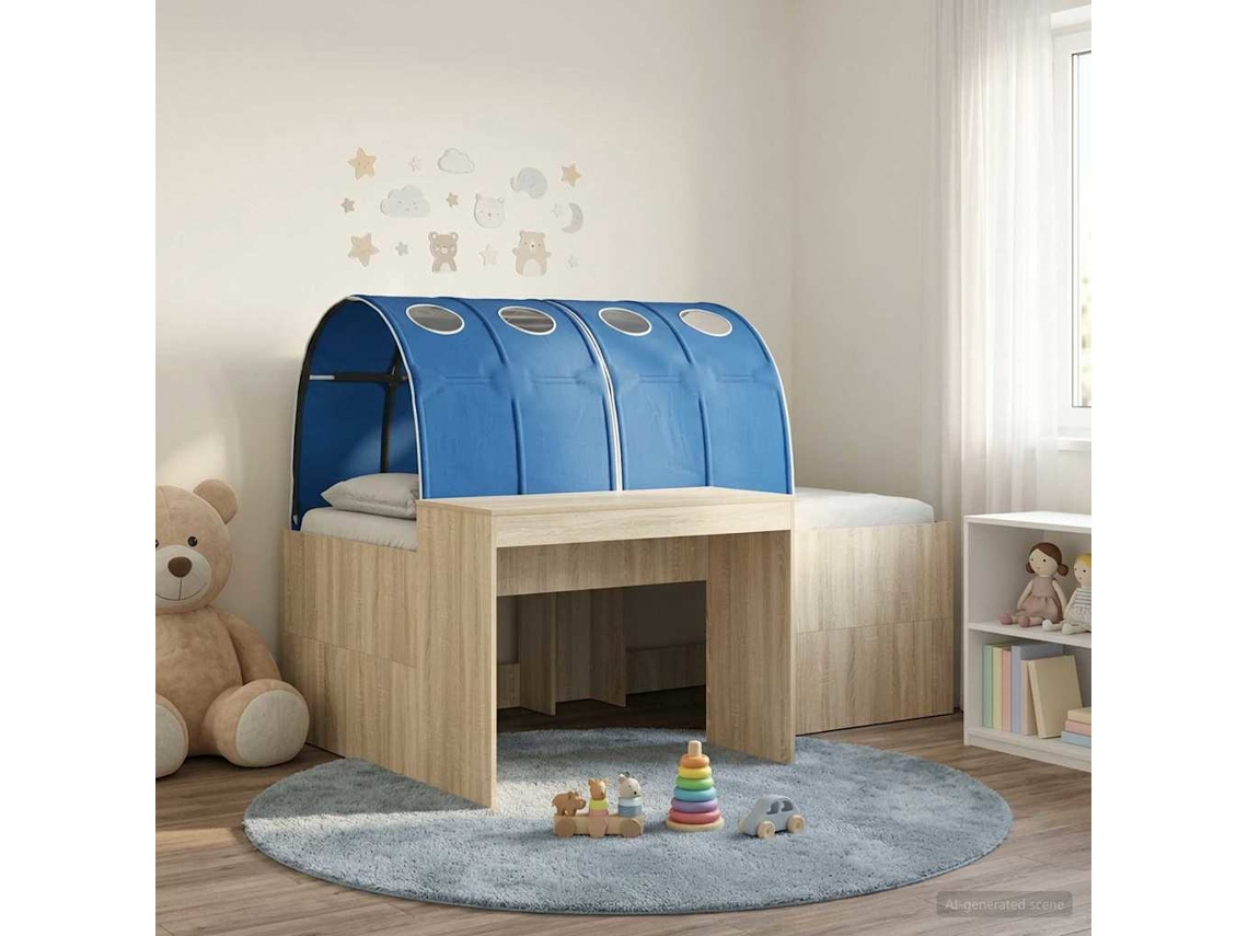 Vidaxl Cama Com Túnel 3 Unid. Carvalho Artisian E Azul