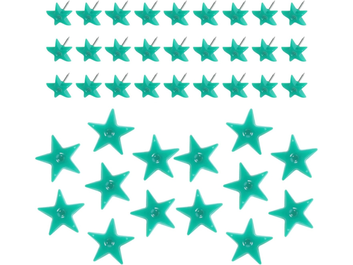Artibetter Conjunto De 50-tachinhas Plástico Verde Em Formato Estrela Cinco Pontas Para Quadros E Mapas, Ideais Para