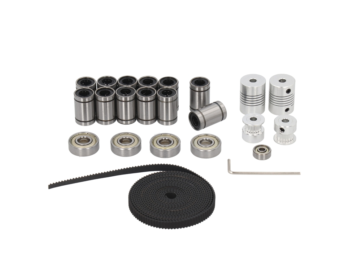 Kit Rolamento Linear Lm8uu Acoplador Eixo Motor Polia Correia Dentada Chave Hexagonal Para Impressora 3d
