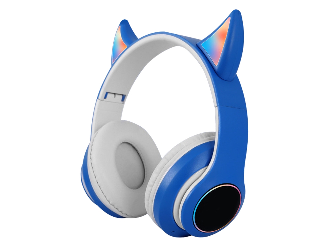 Fone Mali Bluetooth Plegável, Hifi, Efeito Luz, Leve, Confortável, Sem Fio, Azul