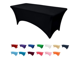 2026-manta De Mesa Elástica Para Mesa Retangular De 6 Pies, Lavable, Spandex Ajustado (preto)