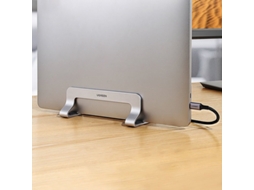 Suporte Vertical Para Macbook, Laptop, Tablet, Alumínio Prateado Brilvibera