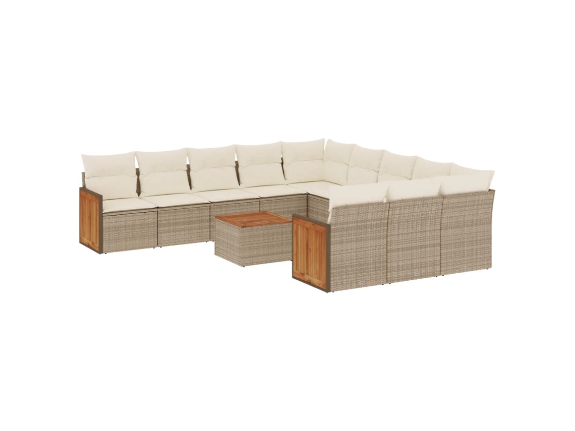 Conjunto de 12 Sofás para Jardim com Almofadões Vime Pe Bege MAISON EXCLUSIVE