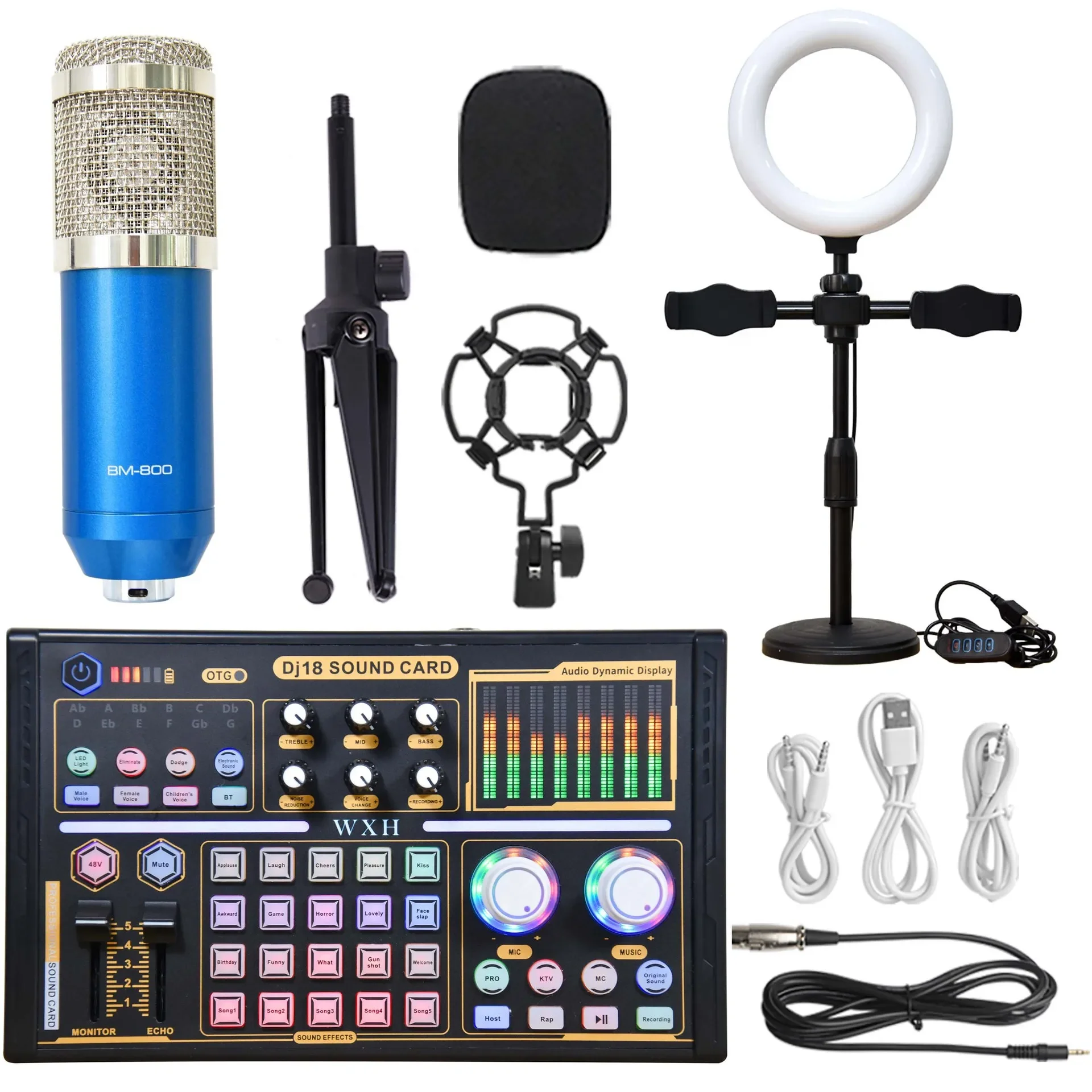 Anel de Luz para Microfone Condensador de Estúdio Profissional 48v MDUG (azul prateado)