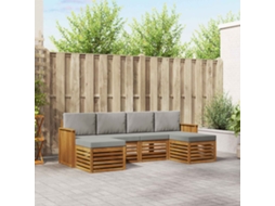 Vidaxl Conjunto De Sofás Para Exterior 6 Unid. Cinza Natural E Claro