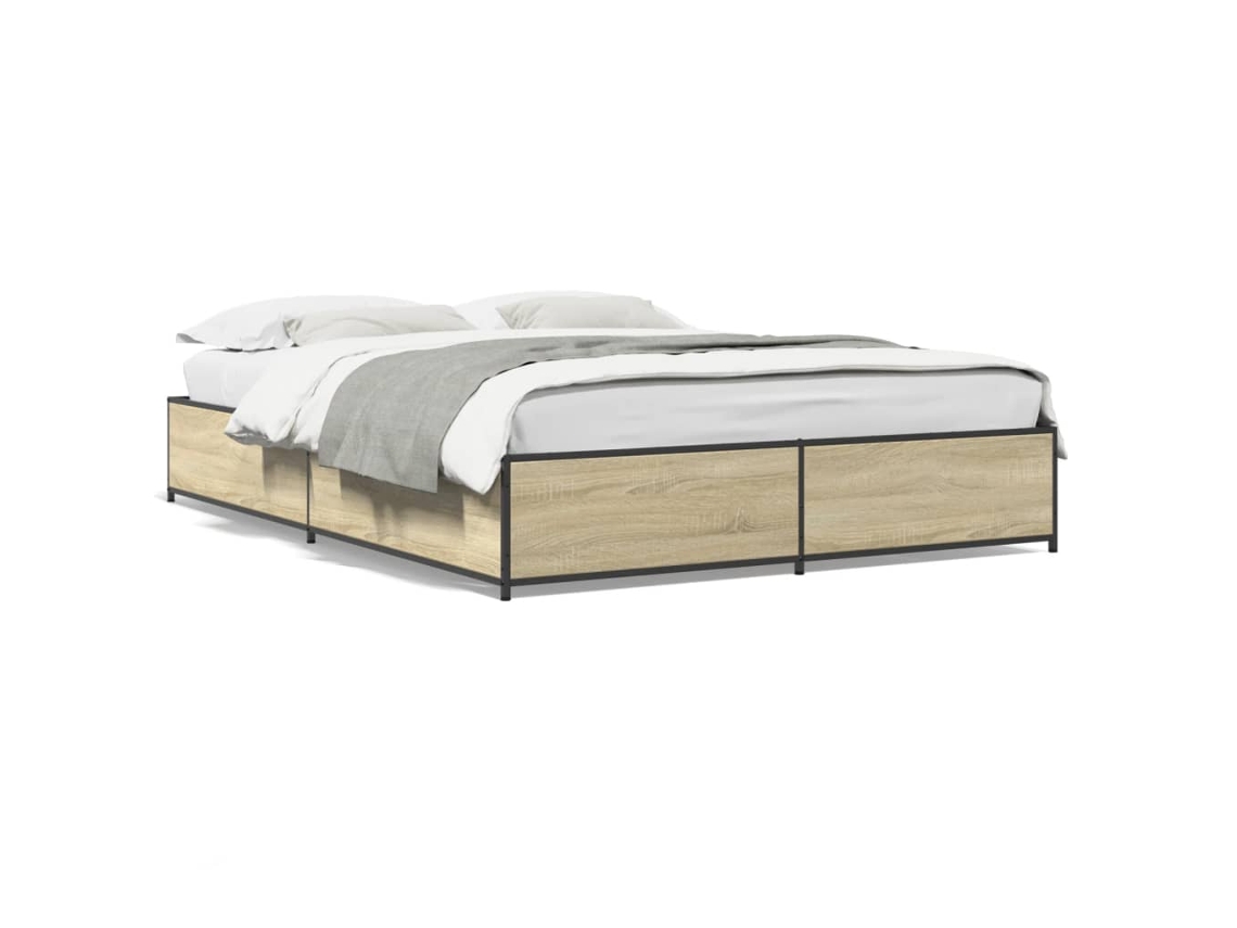 Bed Frame, Bed Frames Vidaxl Marrom Madeira Processada (150 X 200 Cm)