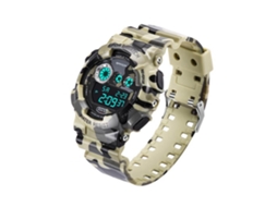 Reloj Deportivo Hombre Sanda Impermeable Luz Nocturna Calendario Digital Camuflaje Amarillo