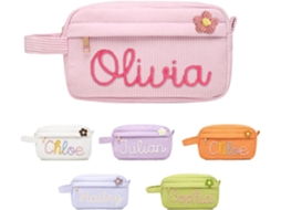 Estojo Grande Personalizado Com Nome, Rosa, Para Meninas E Meninos, Ideal Aniversários, Volta Às
