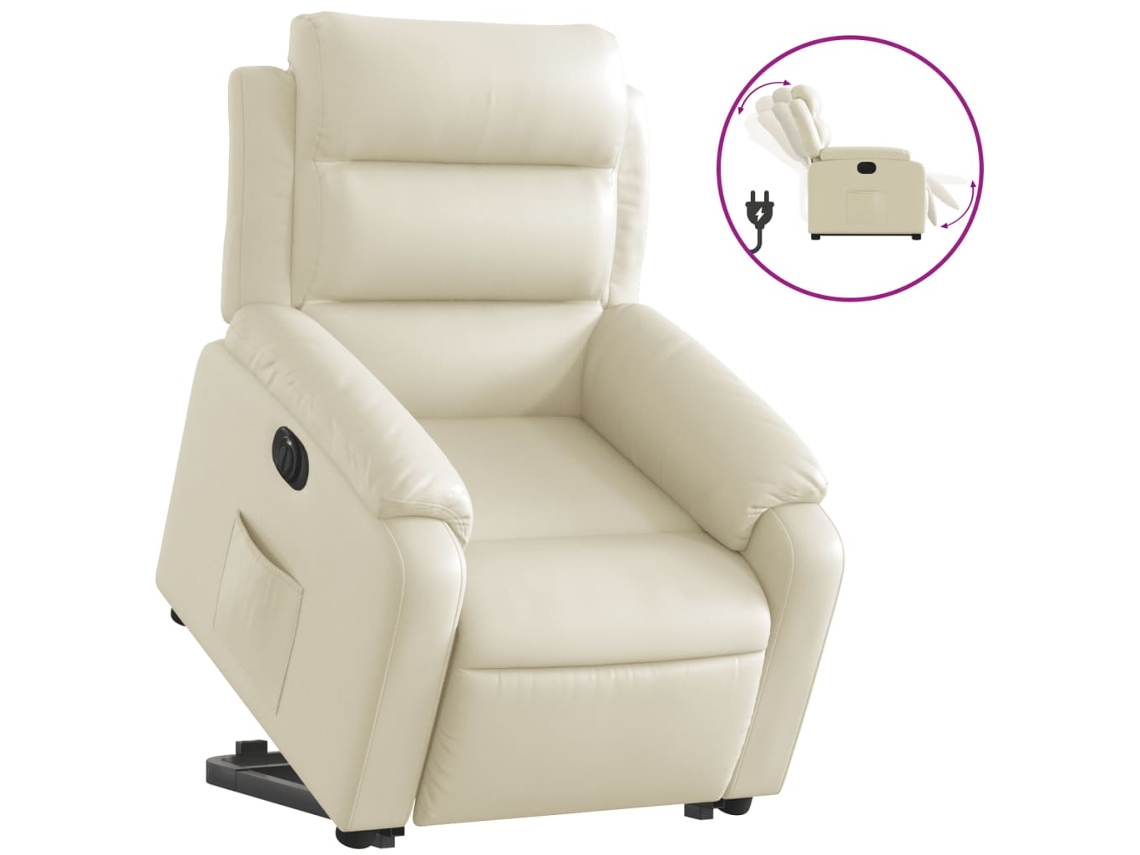 Electric Stand Up Recliner Chair, Electric Stand Up Recliner Chairs Vidaxl Creme Couro Artificial