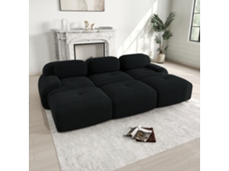 Sofá Modular De 3 Lugares Com 3 Pufes, Montagem Sem Ferramentas, Adequado Para Animais De Estimação, Braços Ultra Largos Preto Mobrio