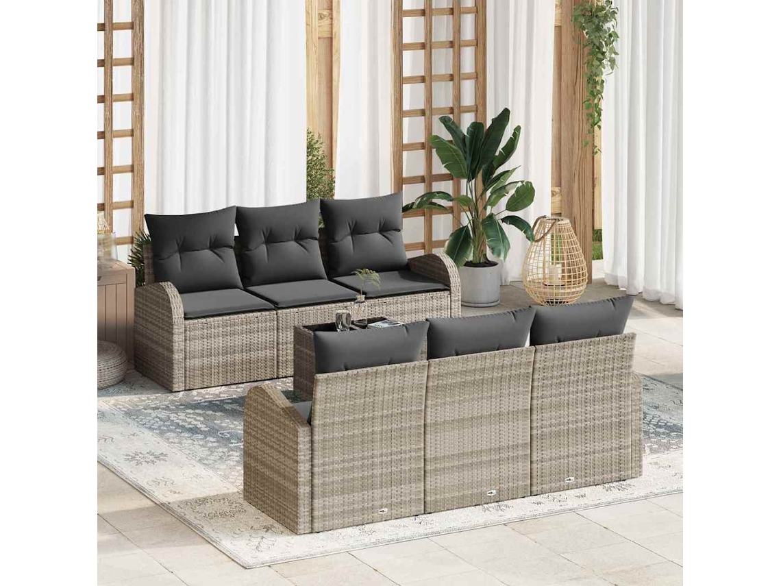 Vidaxl Conjunto De Sofá De Jardim 7 Pcs Cinza Claro E Cinza Escuro