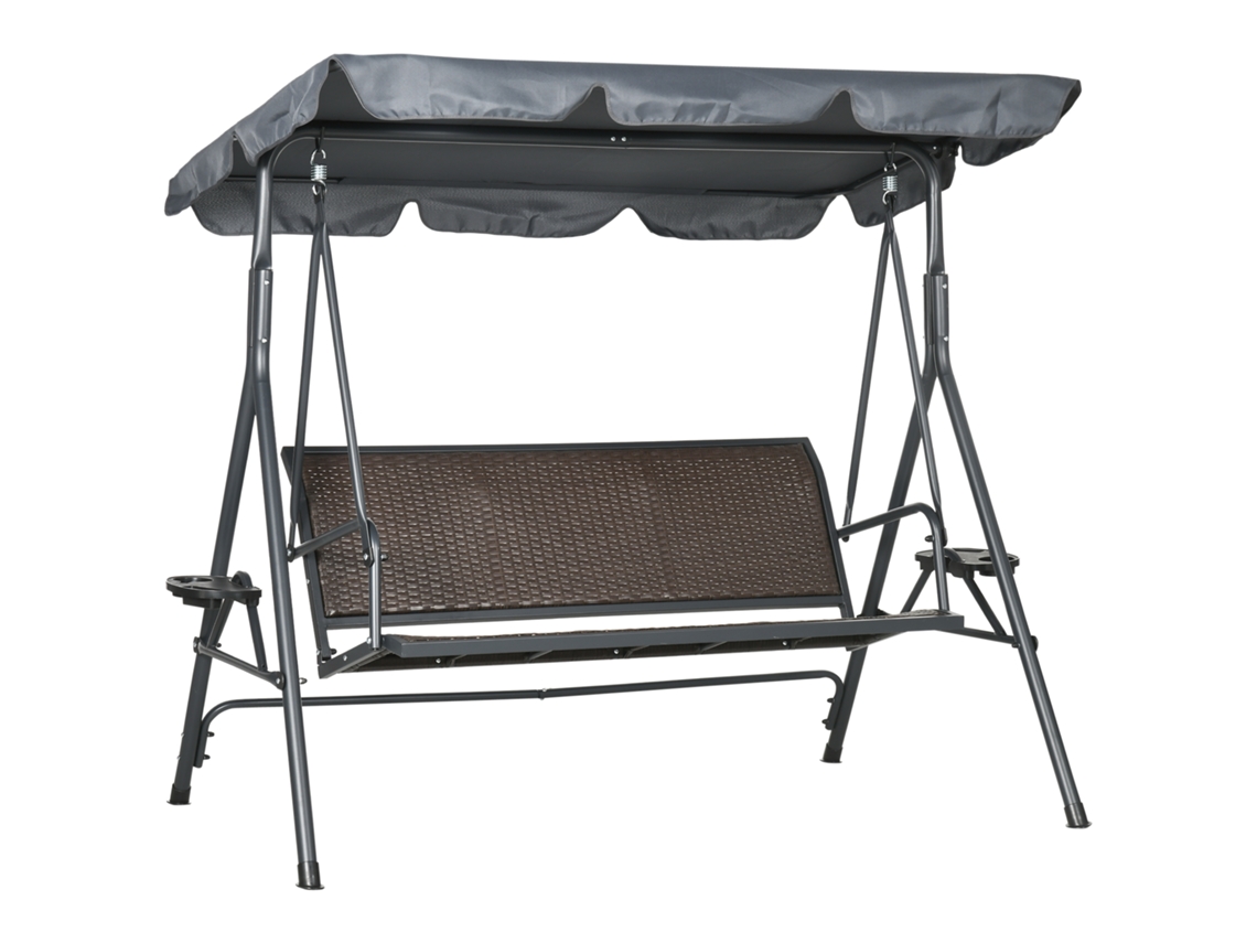 Balanço estilo Hollywood com função reclinável ZENCORE SERVICES marrom 215x120x165cm