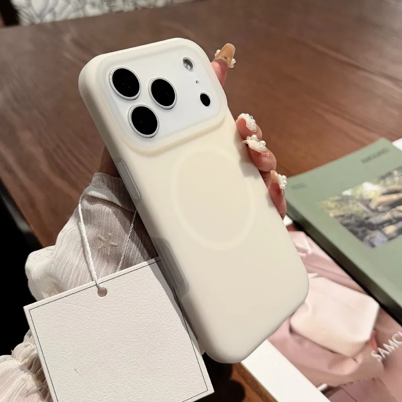 Capa De Celular Jelly Liquid Silicone Para Iphone 13 Pro Max (branco Antigo), Capa Protetora Magnética Fosca